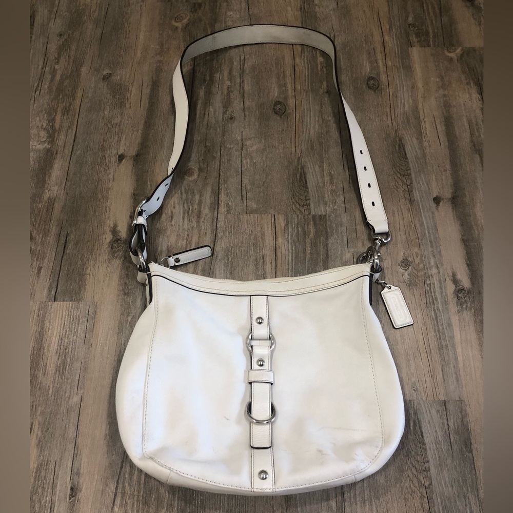 Coach White Ivory Leather Shoulder Bag with Silver Hardware A1060 F14018